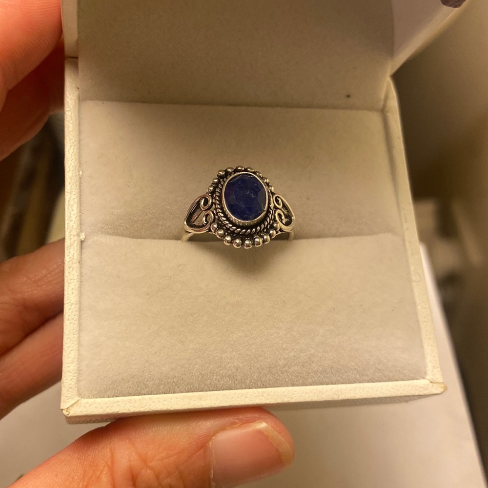100% Real Raw Sapphire Ring. Beautifully Faceted, Natural And Not Treated. Sz 6.